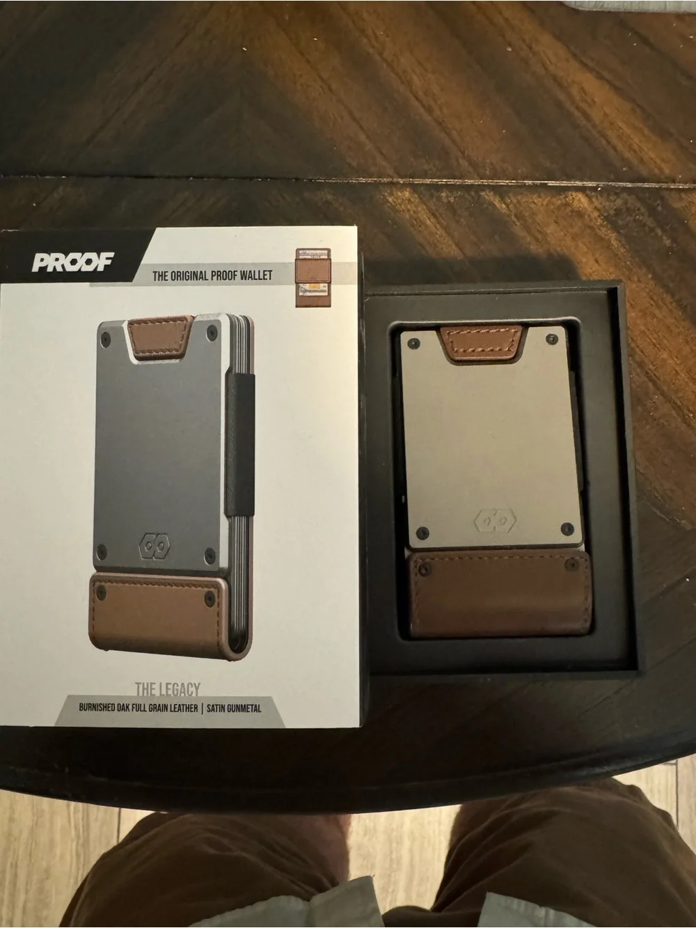 PROOF The Legacy Wallet - Satin Gunmetal with Burnished Oak Leather